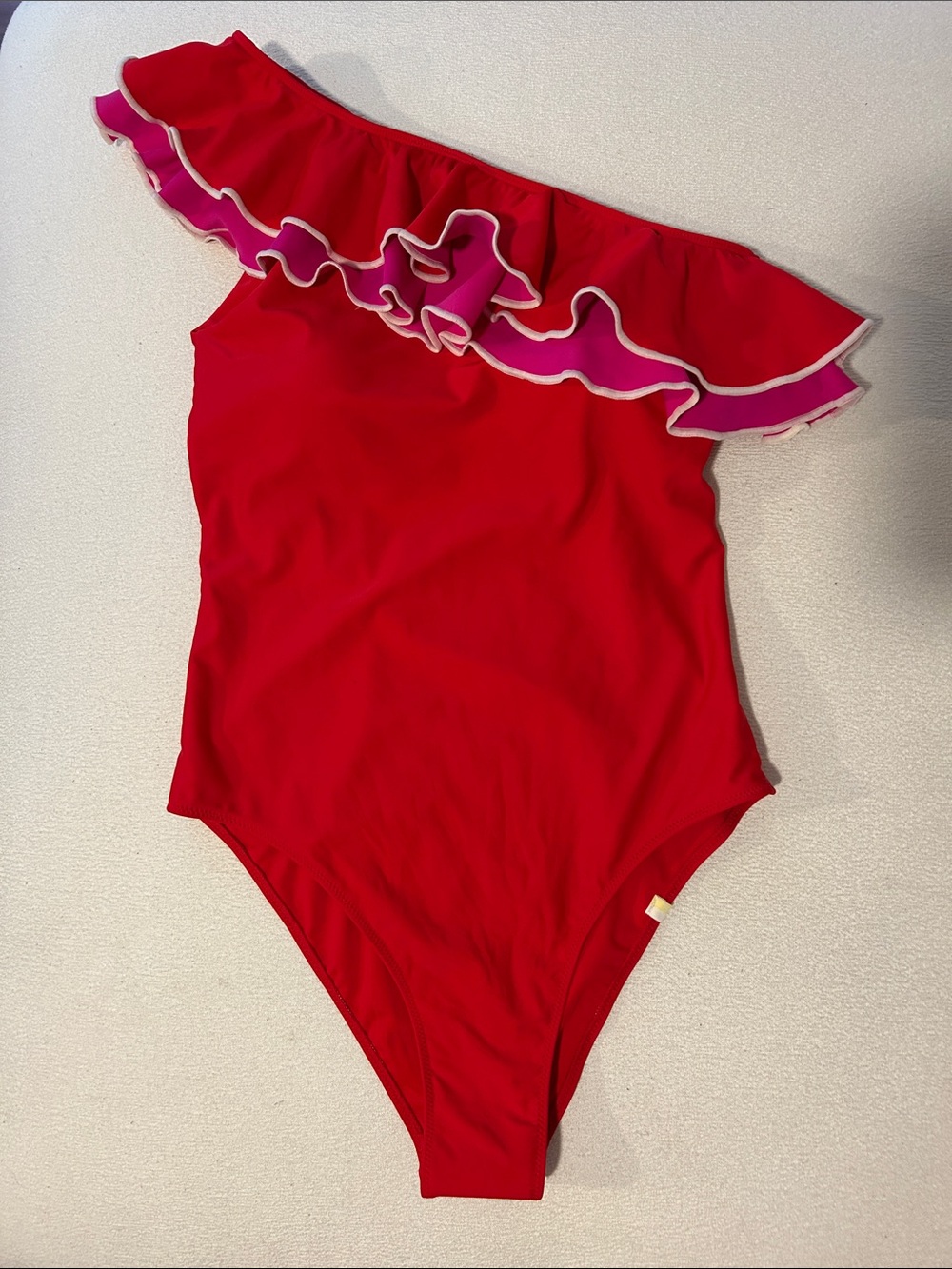 One shoulder ruffle one-piece swimsuit